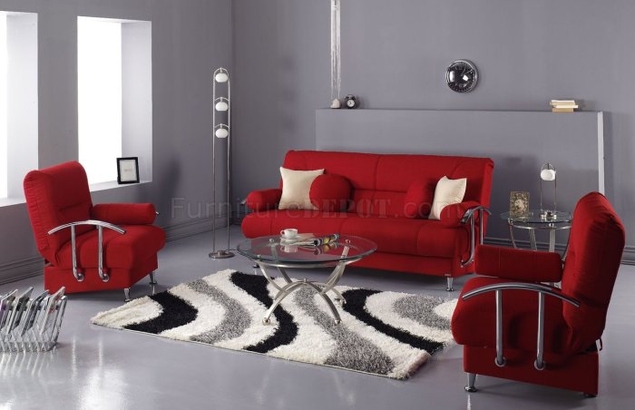 Wohnzimmer grau rot