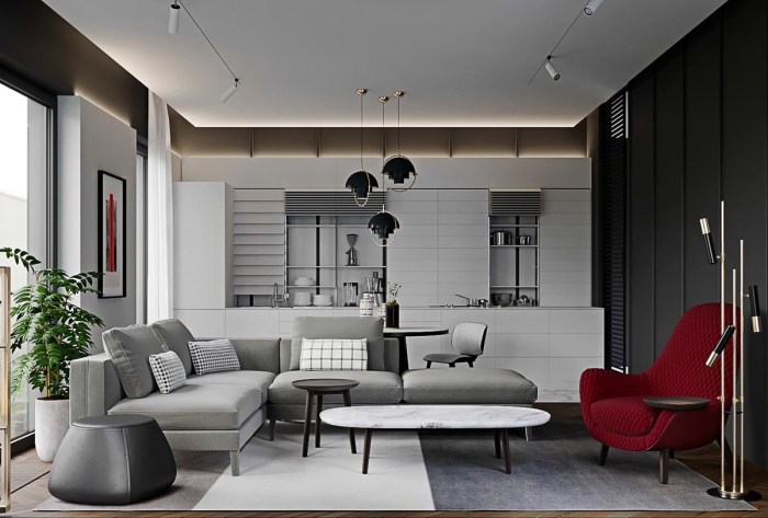 Wohnzimmer grau weiß modern